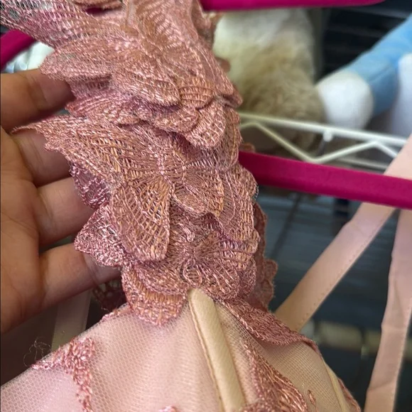 Elegant Pink Lace Gown - Picture 6 of 12